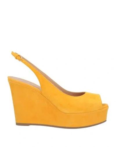 Sergio Rossi Woman Sandals Marigold Size 9.5 Leather In Yellow