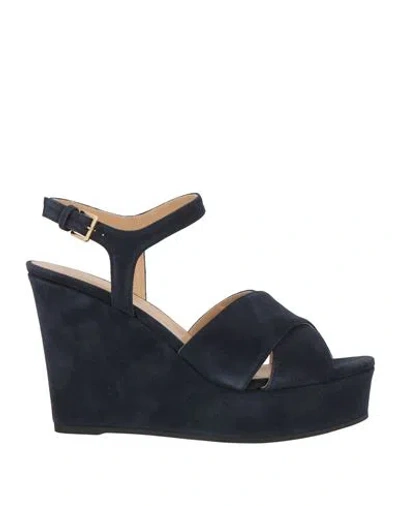 Sergio Rossi Woman Sandals Midnight Blue Size 9.5 Leather In Black