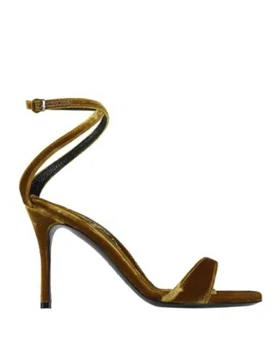 Sergio Rossi Woman Sandals Military Green Size 5 Textile Fibers