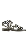 Sergio Rossi Woman Sandals Military Green Size 7.5 Leather