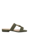 Sergio Rossi Woman Sandals Military Green Size 8 Leather In Green