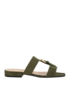 Sergio Rossi Woman Sandals Military Green Size 8 Leather In Green