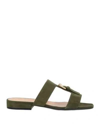 Sergio Rossi Woman Sandals Military Green Size 8 Leather