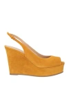 Sergio Rossi Woman Sandals Mustard Size 9 Leather In Yellow