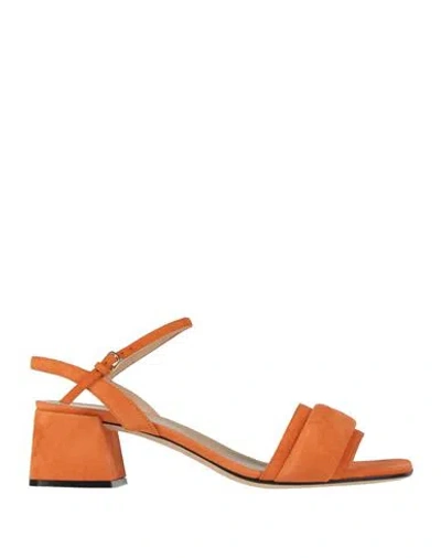 Sergio Rossi Woman Sandals Orange Size 9 Leather