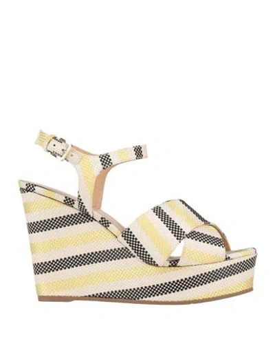 Sergio Rossi Woman Sandals Pastel Yellow Size 7.5 Textile Fibers