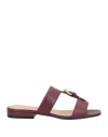 Sergio Rossi Woman Sandals Plum Size 7.5 Leather In Purple