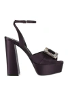 Sergio Rossi Woman Sandals Plum Size 8 Textile Fibers In Purple