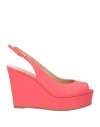 Sergio Rossi Woman Sandals Magenta Size 9 Leather In Red