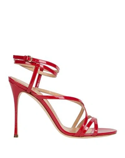 Sergio Rossi Woman Sandals Red Size 6.5 Leather