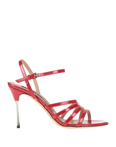 Sergio Rossi Woman Sandals Red Size 6.5 Leather