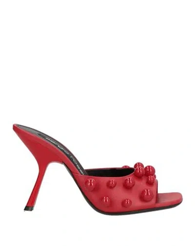 Sergio Rossi Woman Sandals Red Size 7.5 Leather