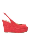Sergio Rossi Woman Sandals Magenta Size 9 Leather In Red