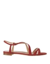 Sergio Rossi Woman Sandals Rust Size 10.5 Leather In Red