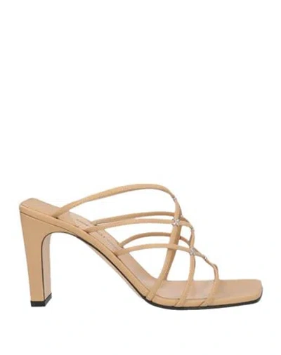 Sergio Rossi Woman Sandals Sand Size 9 Leather In Beige