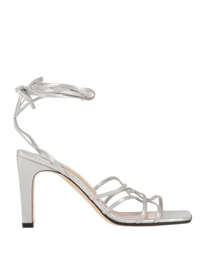 Sergio Rossi Woman Sandals Silver Size 5 Leather