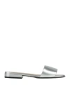 Sergio Rossi Woman Sandals Silver Size 6 Leather