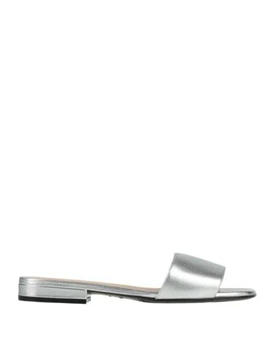 Sergio Rossi Woman Sandals Silver Size 6 Leather