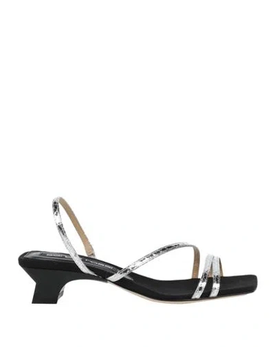 Sergio Rossi Woman Sandals Silver Size 6 Leather