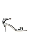 Sergio Rossi Woman Sandals Silver Size 6.5 Leather In Silver