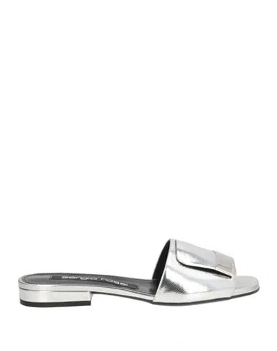 Sergio Rossi Woman Sandals Silver Size 7 Leather