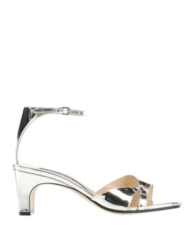 Sergio Rossi Woman Sandals Silver Size 7 Leather