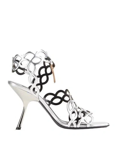 Sergio Rossi Woman Sandals Silver Size 7.5 Leather