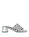 Sergio Rossi Woman Sandals Silver Size 8 Leather In Silver