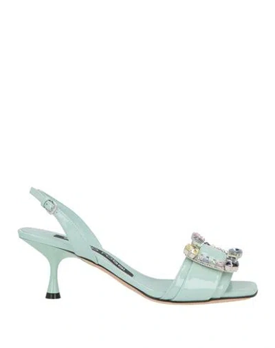 Sergio Rossi Woman Sandals Sky Blue Size 6.5 Leather