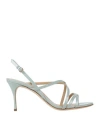 Sergio Rossi Woman Sandals Sky Blue Size 8 Leather In Blue