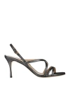 Sergio Rossi Woman Sandals Steel Grey Size 8 Textile Fibers In Grey