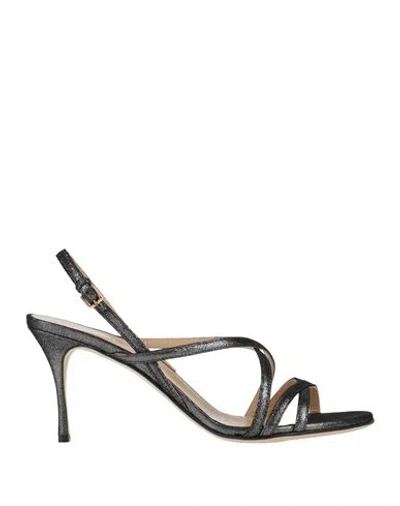 Sergio Rossi Woman Sandals Steel Grey Size 8 Textile Fibers