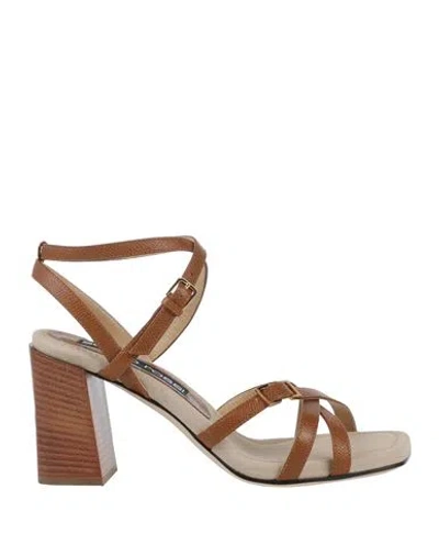 Sergio Rossi Woman Sandals Tan Size 6 Leather In Brown