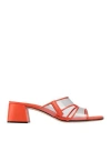Sergio Rossi Woman Sandals Tomato Red Size 7 Leather, Pvc - Polyvinyl Chloride In Tomato Red