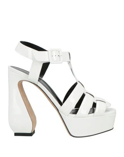 Sergio Rossi Woman Sandals White Size 10 Leather