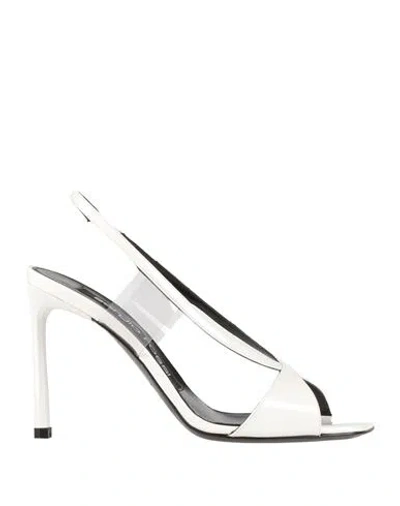 Sergio Rossi Woman Sandals White Size 6 Leather, Plastic