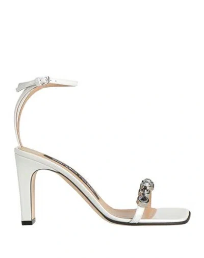 Sergio Rossi Woman Sandals White Size 7 Leather