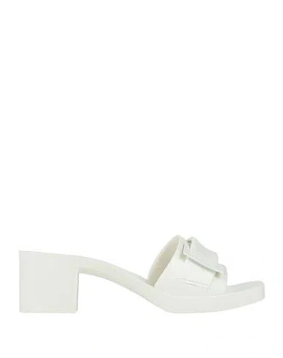 Sergio Rossi Woman Sandals White Size 7 Rubber, Thermoplastic Polyurethane