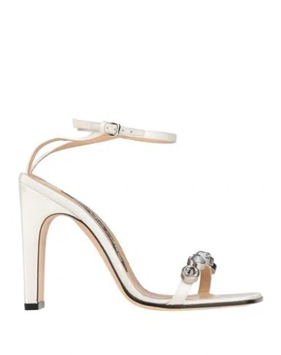 Sergio Rossi Woman Sandals White Size 7 Textile Fibers
