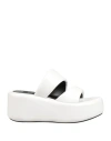 Sergio Rossi Spongy Leather Wedge Sandals In White