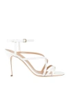 Sergio Rossi Woman Sandals White Size 8 Calfskin In White
