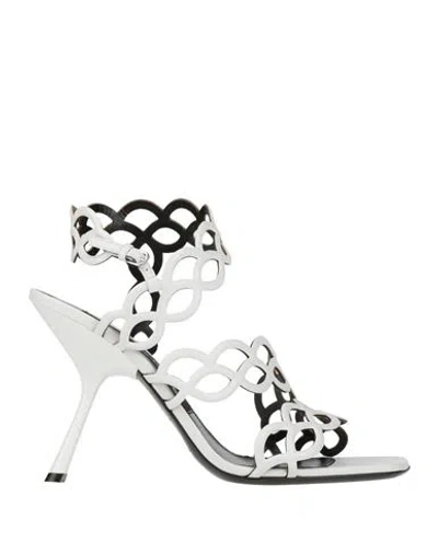 SERGIO ROSSI SERGIO ROSSI WOMAN SANDALS WHITE SIZE 8 LEATHER