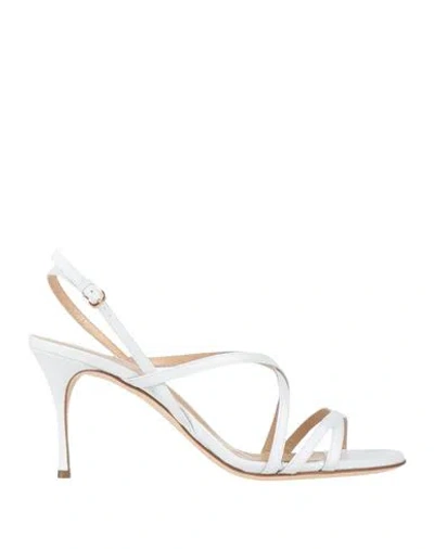 Sergio Rossi Woman Sandals White Size 8 Leather