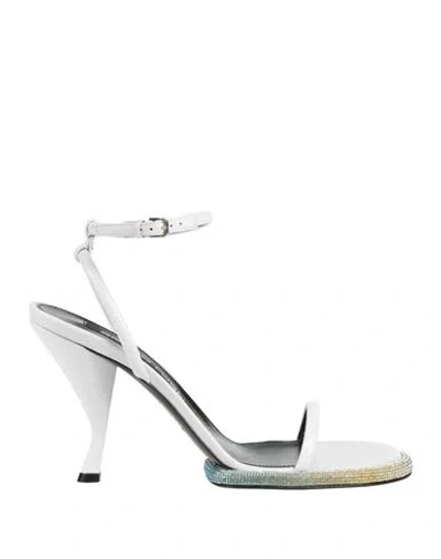 Sergio Rossi Woman Sandals White Size 8 Leather