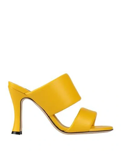 Sergio Rossi Woman Sandals Yellow Size 5 Leather