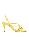 Sergio Rossi Woman Sandals Yellow Size 5.5 Textile Fibers