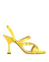 Sergio Rossi Woman Sandals Yellow Size 7 Textile Fibers
