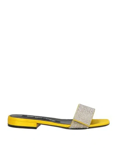 Sergio Rossi Woman Sandals Yellow Size 7 Textile Fibers