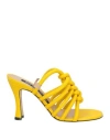 Sergio Rossi Woman Sandals Yellow Size 8 Leather In Yellow