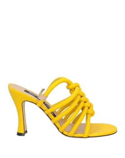 Sergio Rossi Woman Sandals Yellow Size 8 Leather